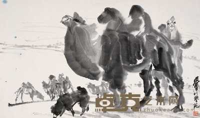 黄胄 骆驼群 镜心 48×81.5cm